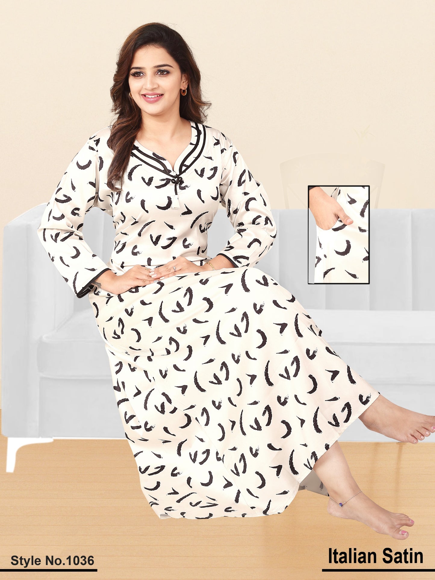 Silk Print Nighty